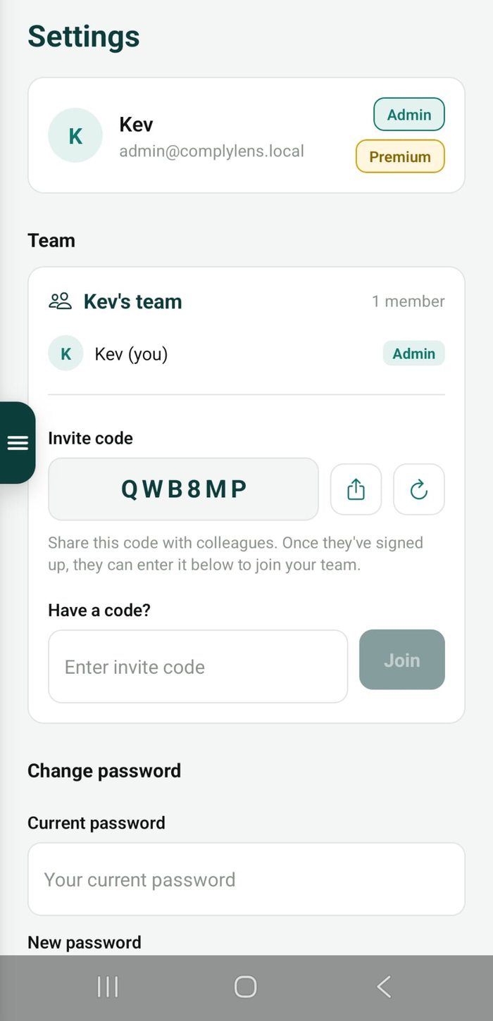 Team settings